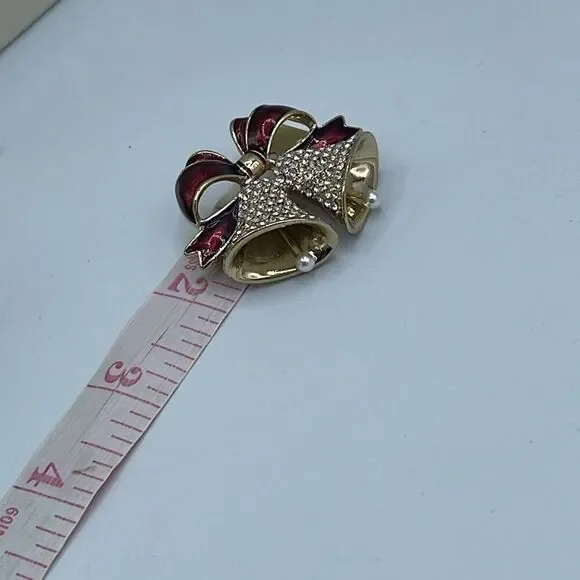 Vintage Anne Klein double bell moving pearls brooch - Picture 6 of 8